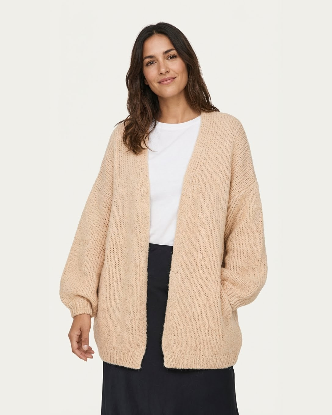 Cárdigan de Punto Oversize con Manga Abullonada