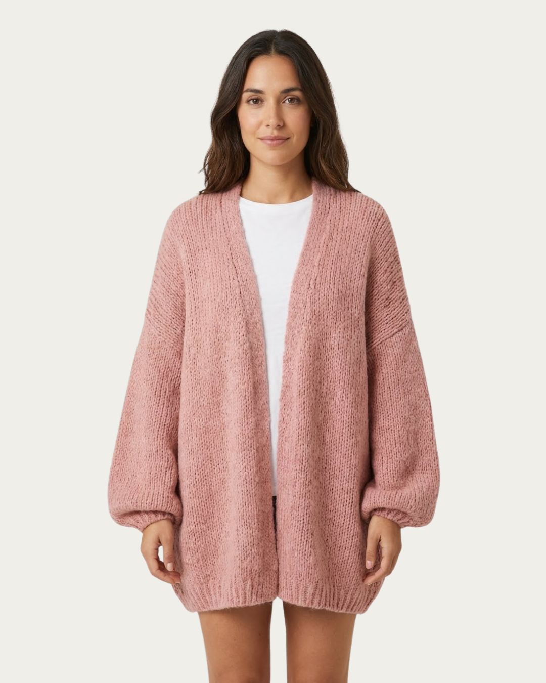 Cárdigan de Punto Oversize con Manga Abullonada