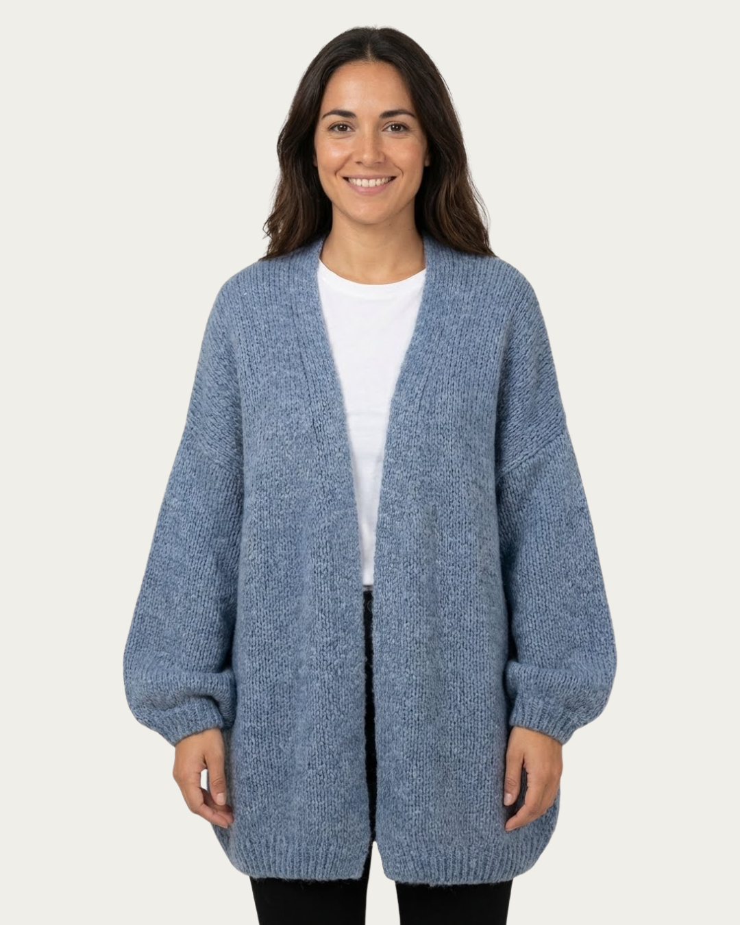 Cárdigan de Punto Oversize con Manga Abullonada