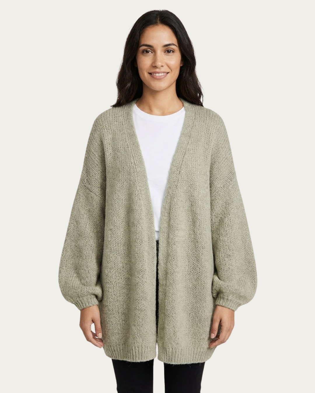 Cárdigan de Punto Oversize con Manga Abullonada