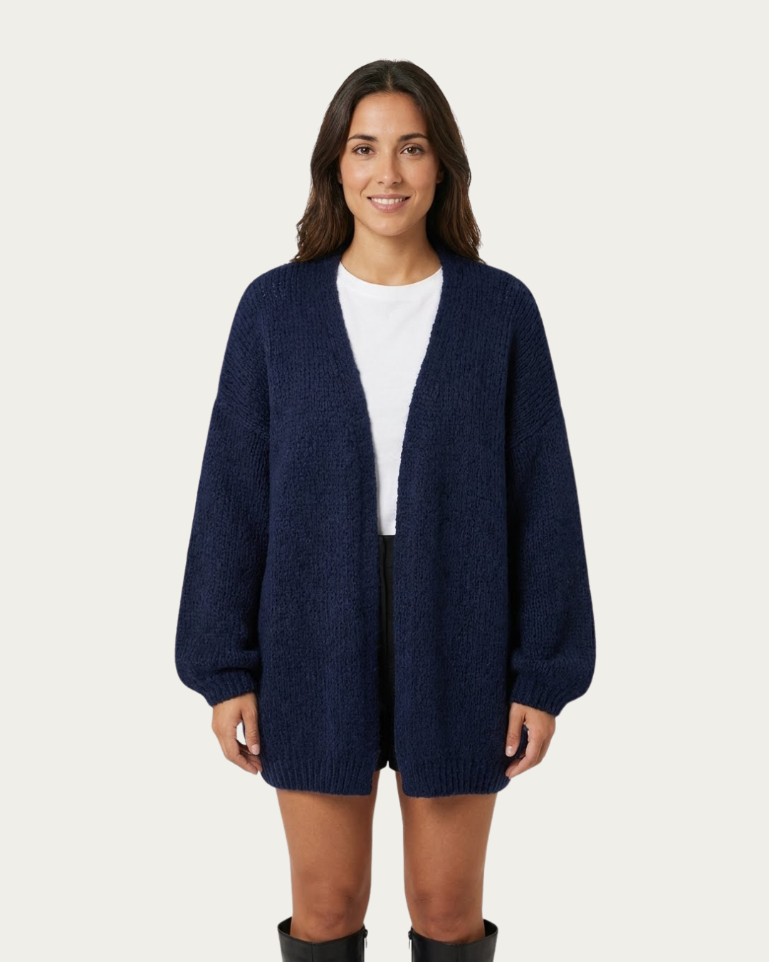 Cárdigan de Punto Oversize con Manga Abullonada