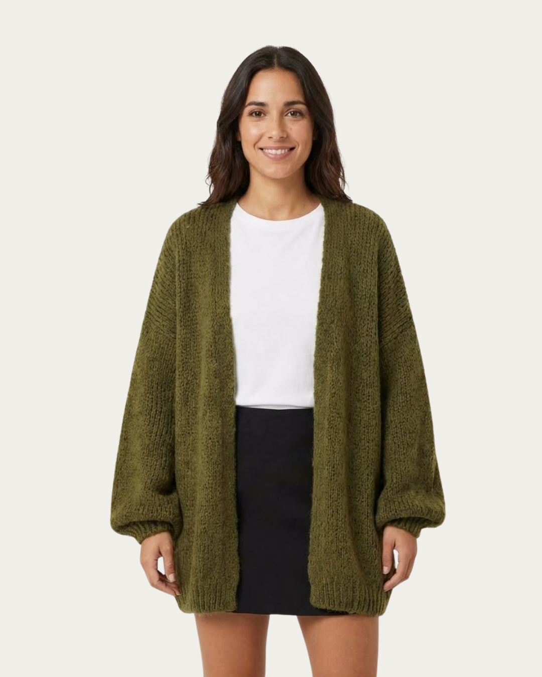 Cárdigan de Punto Oversize con Manga Abullonada