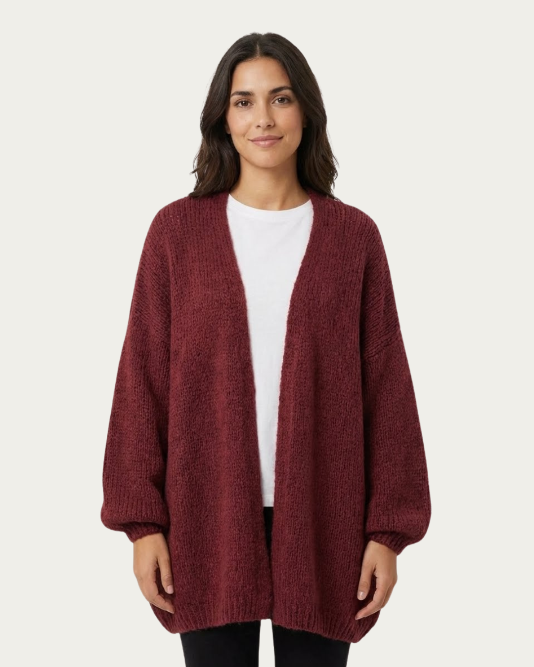 Cárdigan de Punto Oversize con Manga Abullonada