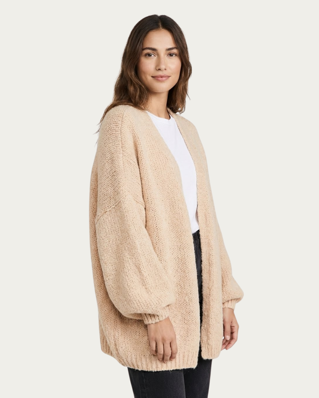 Cárdigan de Punto Oversize con Manga Abullonada