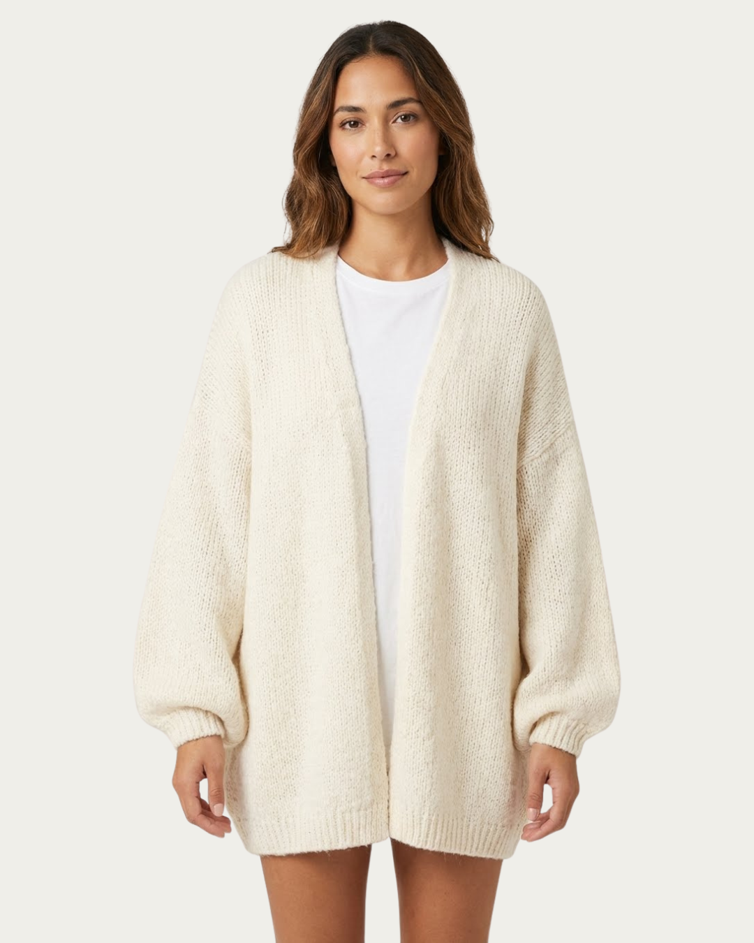 Cárdigan de Punto Oversize con Manga Abullonada