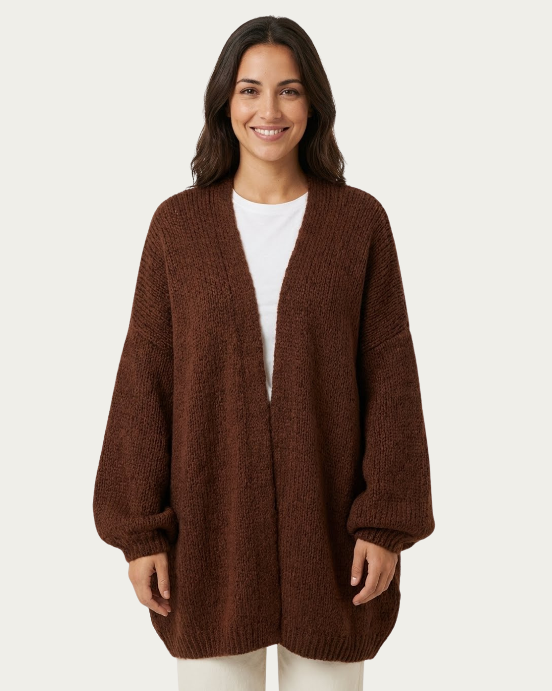 Cárdigan de Punto Oversize con Manga Abullonada