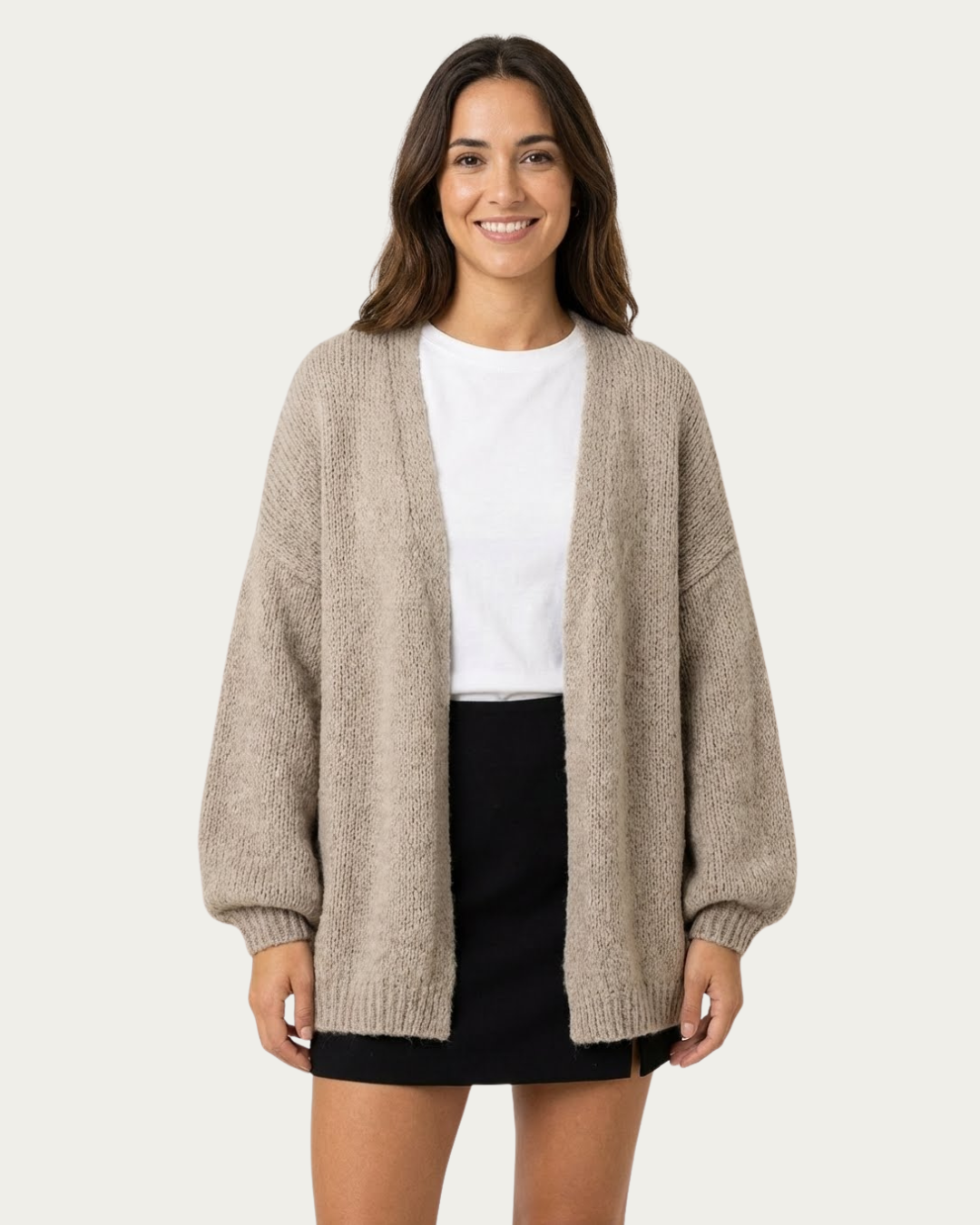 Cárdigan de Punto Oversize con Manga Abullonada